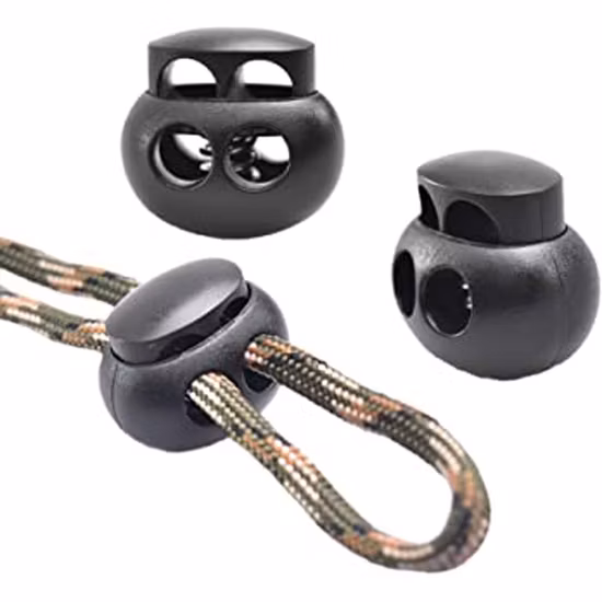 Spring Loaded Elastic Drawstring Rope Clip Ends Round Ball Shape Cord Locks Plastic Toggle Single Hole