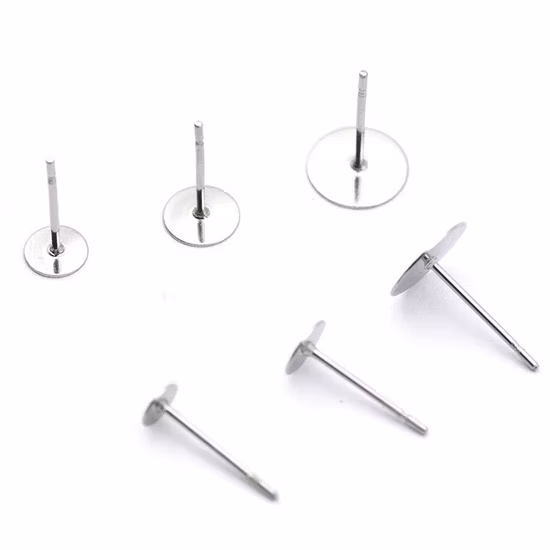 Clou d'oreille en acier 316L, tampons plats, clous d'oreille, accessoires, boucles d'oreilles en acier inoxydable, résultats de goupilles