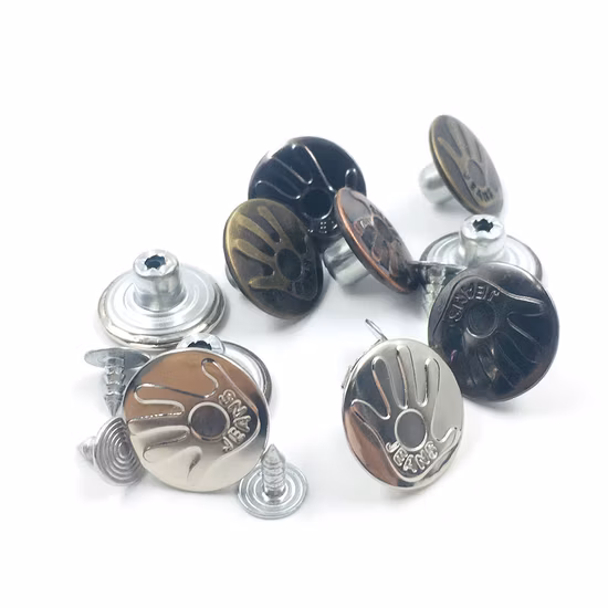 Denim de jeans de bouton en métal de vêtement de gravure sur mesure